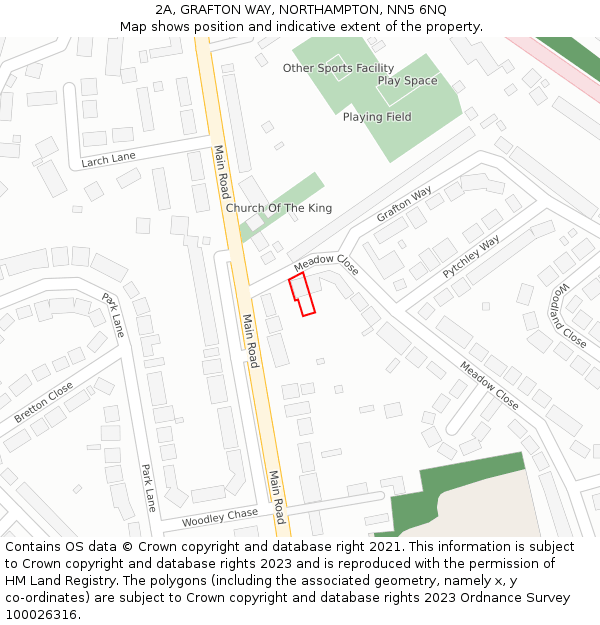 2A, GRAFTON WAY, NORTHAMPTON, NN5 6NQ: Location map and indicative extent of plot
