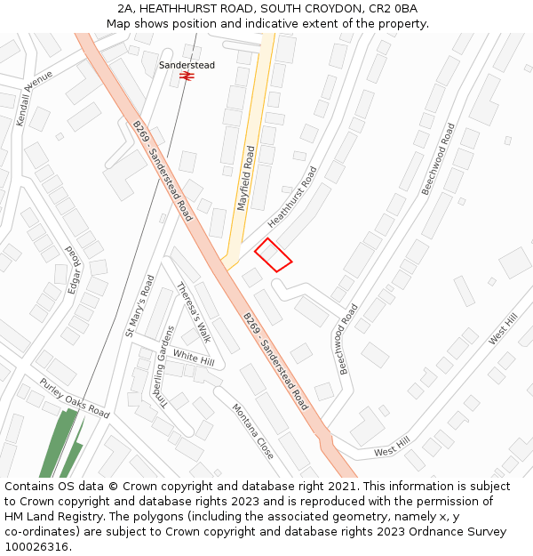 2A, HEATHHURST ROAD, SOUTH CROYDON, CR2 0BA: Location map and indicative extent of plot