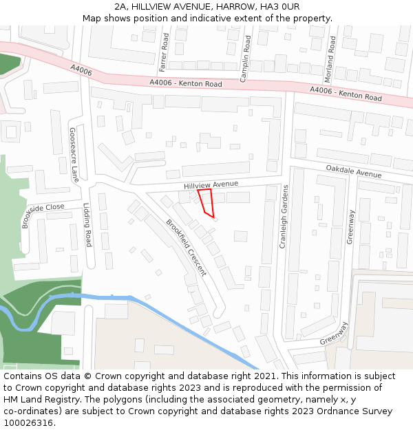 2A, HILLVIEW AVENUE, HARROW, HA3 0UR: Location map and indicative extent of plot