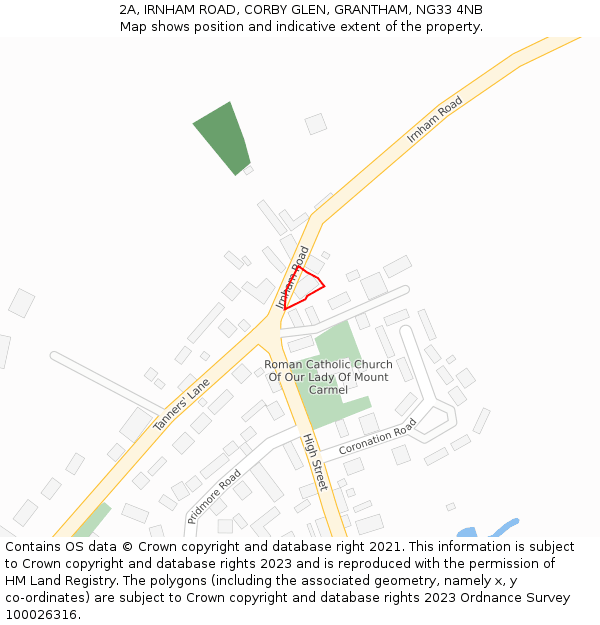 2A, IRNHAM ROAD, CORBY GLEN, GRANTHAM, NG33 4NB: Location map and indicative extent of plot