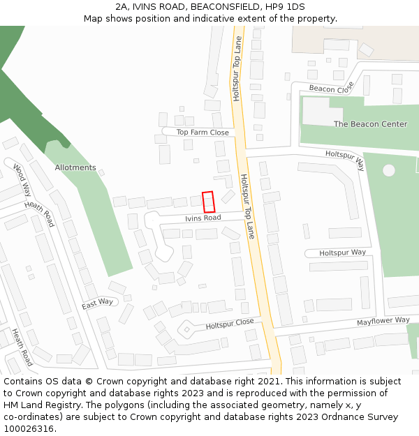 2A, IVINS ROAD, BEACONSFIELD, HP9 1DS: Location map and indicative extent of plot