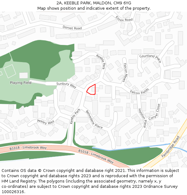 2A, KEEBLE PARK, MALDON, CM9 6YG: Location map and indicative extent of plot