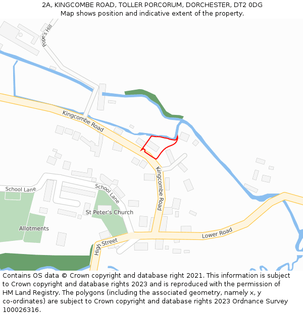 2A, KINGCOMBE ROAD, TOLLER PORCORUM, DORCHESTER, DT2 0DG: Location map and indicative extent of plot