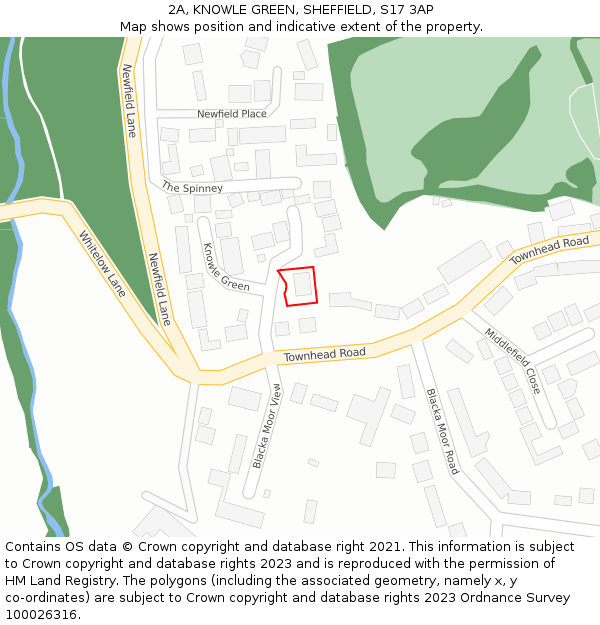 2A, KNOWLE GREEN, SHEFFIELD, S17 3AP: Location map and indicative extent of plot