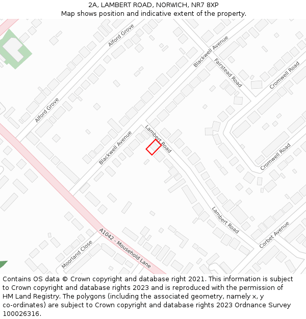 2A, LAMBERT ROAD, NORWICH, NR7 8XP: Location map and indicative extent of plot