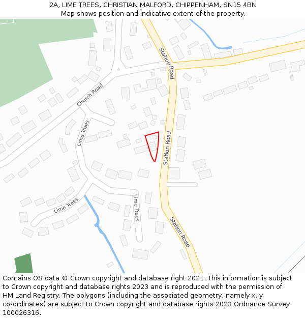 2A, LIME TREES, CHRISTIAN MALFORD, CHIPPENHAM, SN15 4BN: Location map and indicative extent of plot