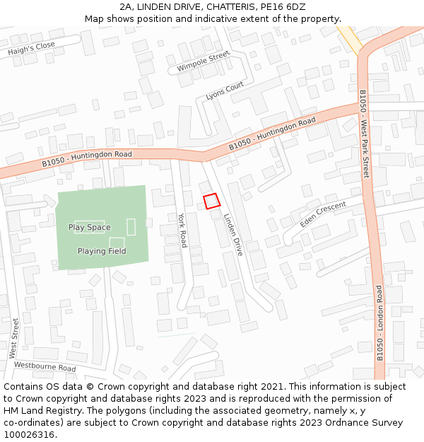 2A, LINDEN DRIVE, CHATTERIS, PE16 6DZ: Location map and indicative extent of plot