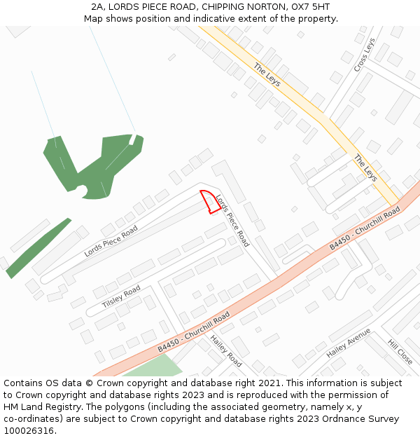 2A, LORDS PIECE ROAD, CHIPPING NORTON, OX7 5HT: Location map and indicative extent of plot