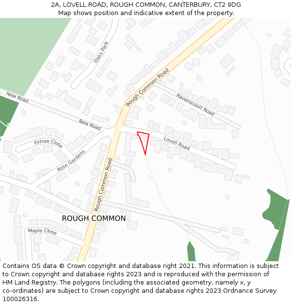 2A, LOVELL ROAD, ROUGH COMMON, CANTERBURY, CT2 9DG: Location map and indicative extent of plot