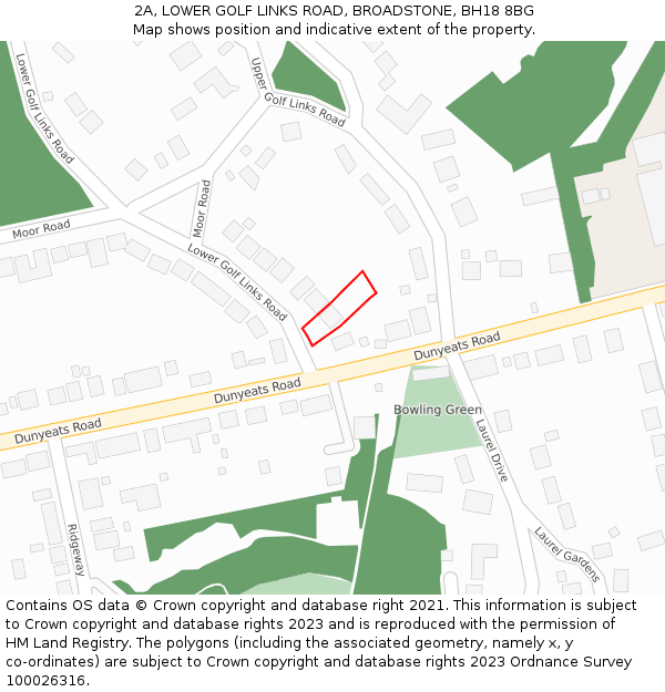 2A, LOWER GOLF LINKS ROAD, BROADSTONE, BH18 8BG: Location map and indicative extent of plot