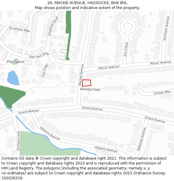 2A, MACKIE AVENUE, HASSOCKS, BN6 8NL: Location map and indicative extent of plot