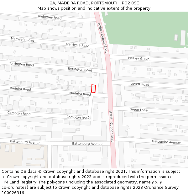 2A, MADEIRA ROAD, PORTSMOUTH, PO2 0SE: Location map and indicative extent of plot