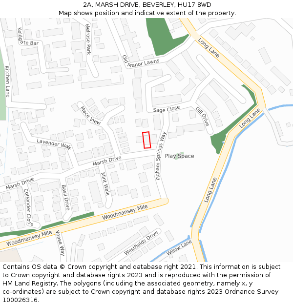 2A, MARSH DRIVE, BEVERLEY, HU17 8WD: Location map and indicative extent of plot