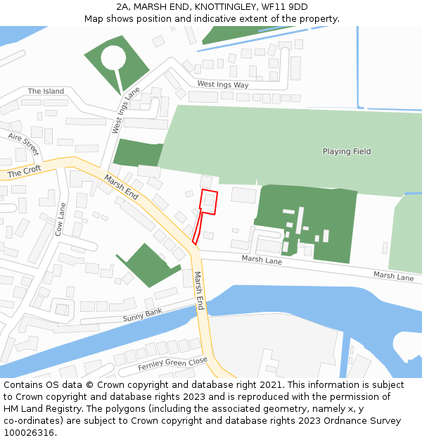 2A, MARSH END, KNOTTINGLEY, WF11 9DD: Location map and indicative extent of plot