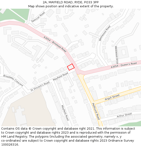 2A, MAYFIELD ROAD, RYDE, PO33 3PP: Location map and indicative extent of plot