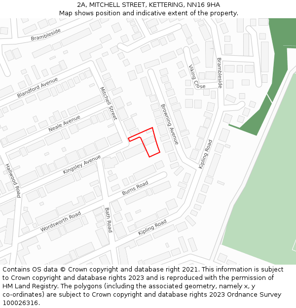 2A, MITCHELL STREET, KETTERING, NN16 9HA: Location map and indicative extent of plot