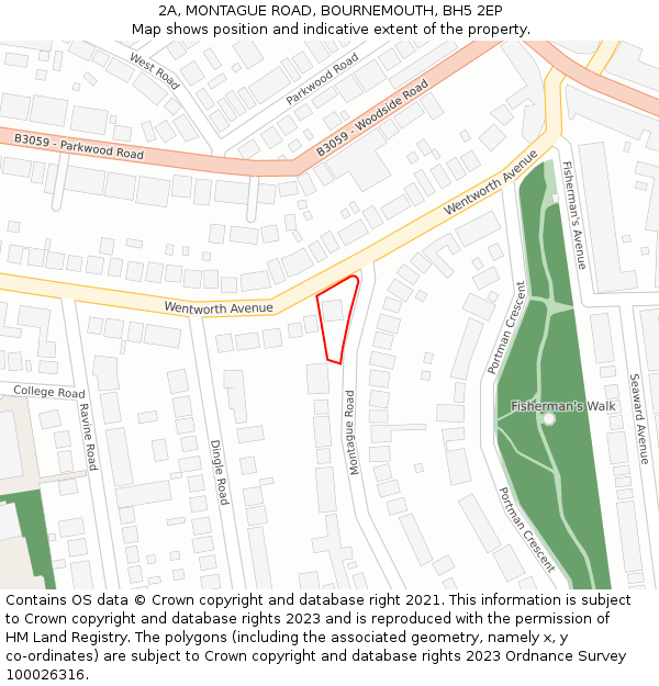 2A, MONTAGUE ROAD, BOURNEMOUTH, BH5 2EP: Location map and indicative extent of plot