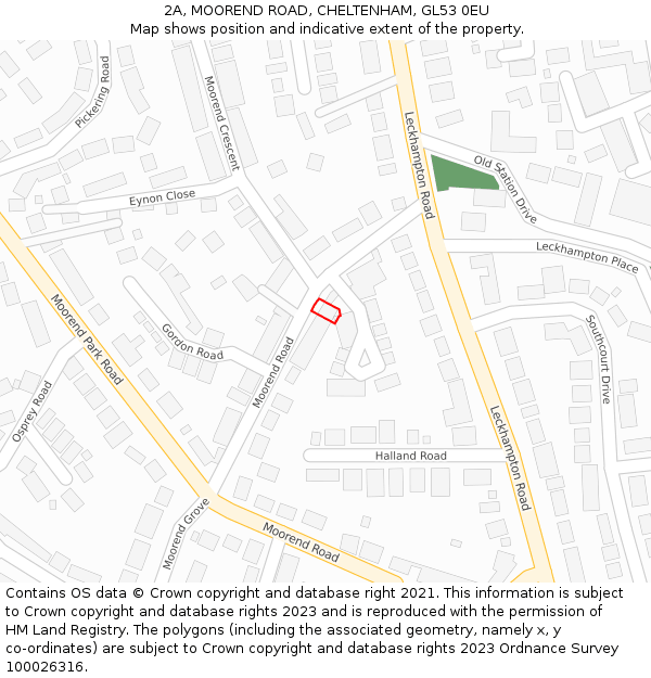 2A, MOOREND ROAD, CHELTENHAM, GL53 0EU: Location map and indicative extent of plot