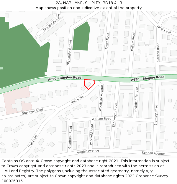 2A, NAB LANE, SHIPLEY, BD18 4HB: Location map and indicative extent of plot