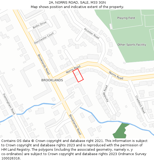 2A, NORRIS ROAD, SALE, M33 3GN: Location map and indicative extent of plot