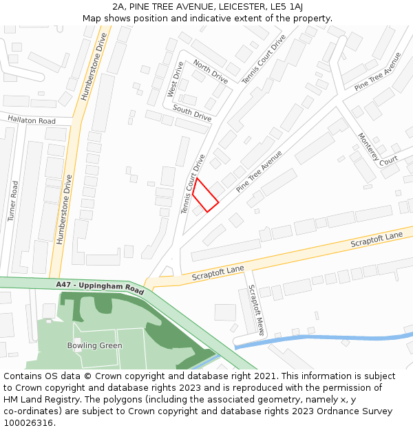 2A, PINE TREE AVENUE, LEICESTER, LE5 1AJ: Location map and indicative extent of plot