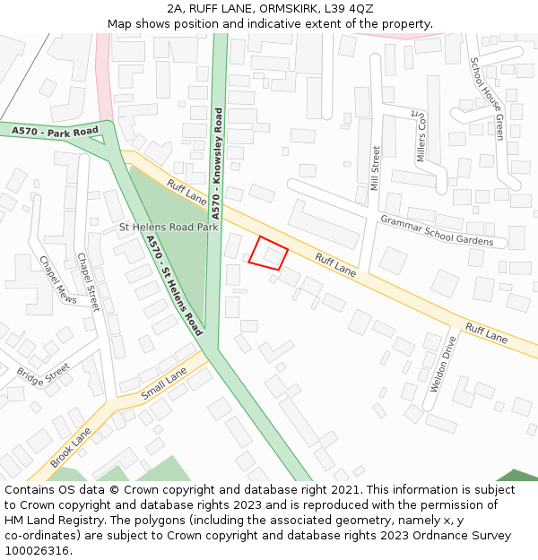 2A, RUFF LANE, ORMSKIRK, L39 4QZ: Location map and indicative extent of plot