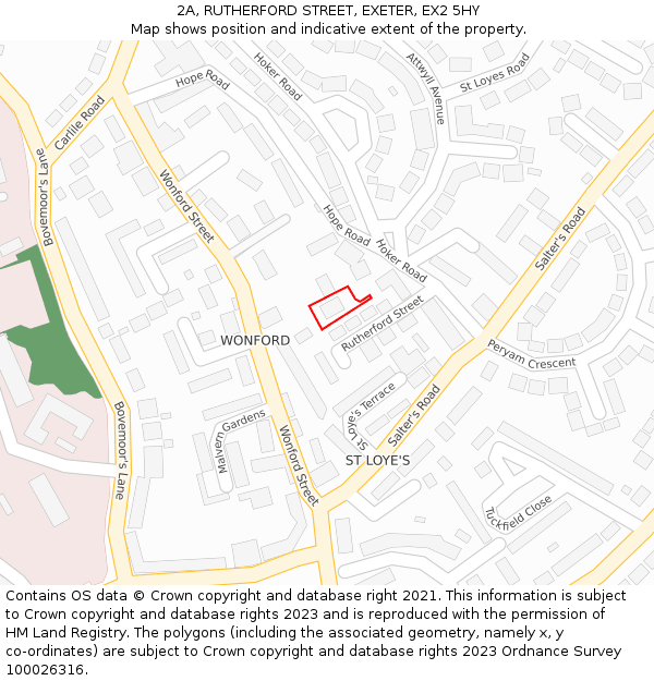 2A, RUTHERFORD STREET, EXETER, EX2 5HY: Location map and indicative extent of plot
