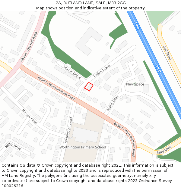 2A, RUTLAND LANE, SALE, M33 2GG: Location map and indicative extent of plot