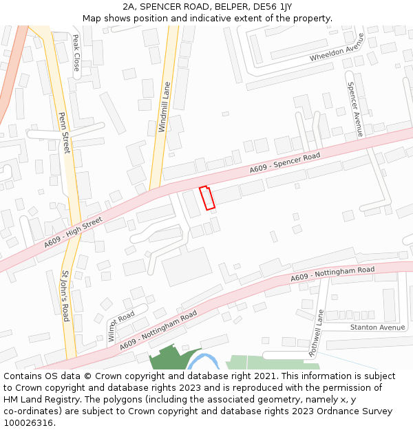 2A, SPENCER ROAD, BELPER, DE56 1JY: Location map and indicative extent of plot