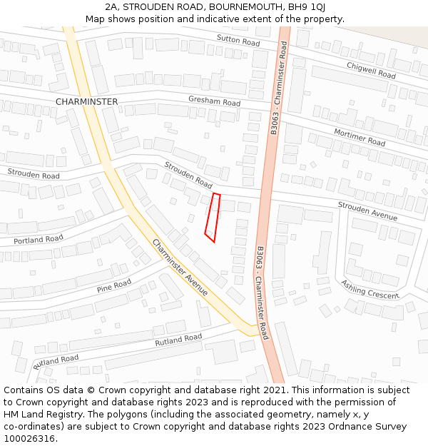 2A, STROUDEN ROAD, BOURNEMOUTH, BH9 1QJ: Location map and indicative extent of plot