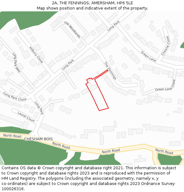 2A, THE FENNINGS, AMERSHAM, HP6 5LE: Location map and indicative extent of plot
