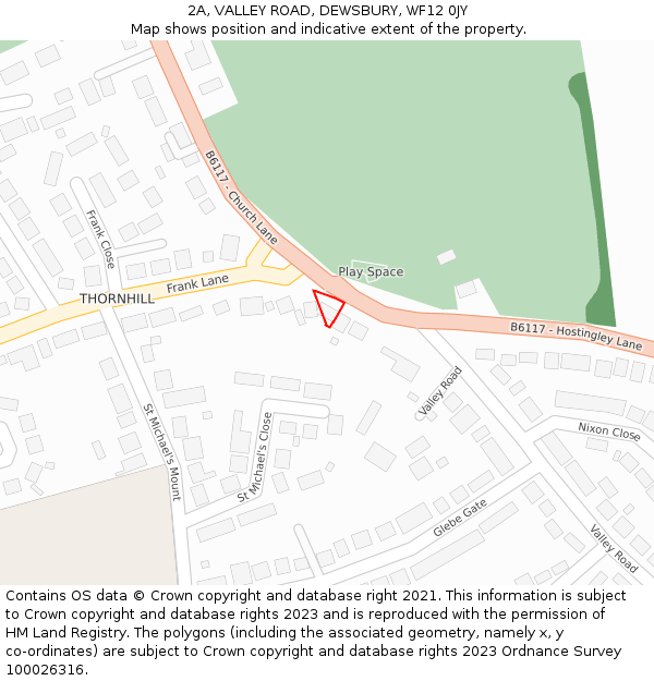 2A, VALLEY ROAD, DEWSBURY, WF12 0JY: Location map and indicative extent of plot