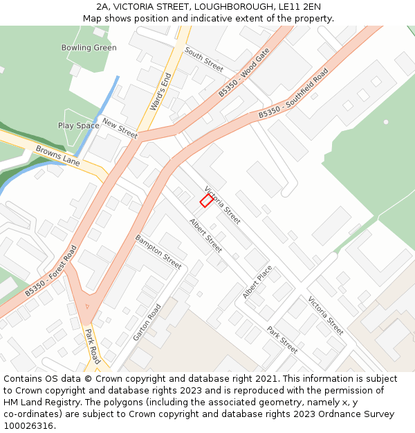 2A, VICTORIA STREET, LOUGHBOROUGH, LE11 2EN: Location map and indicative extent of plot