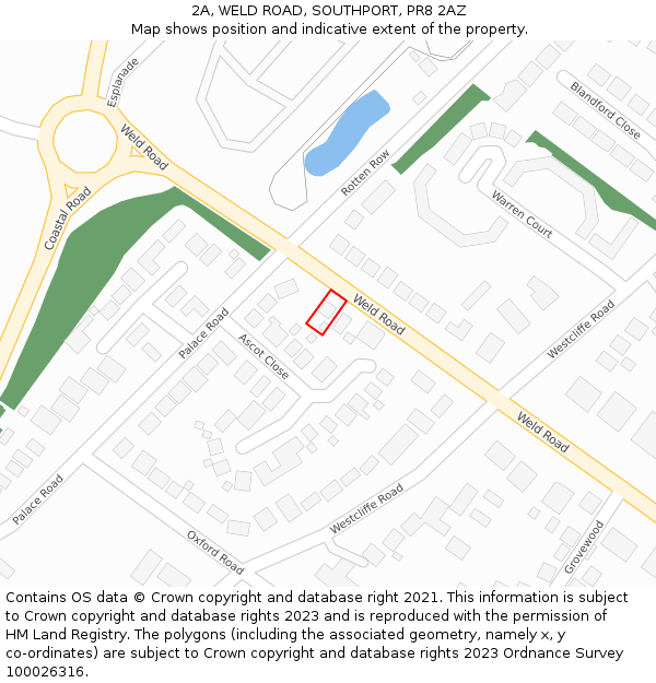 2A, WELD ROAD, SOUTHPORT, PR8 2AZ: Location map and indicative extent of plot