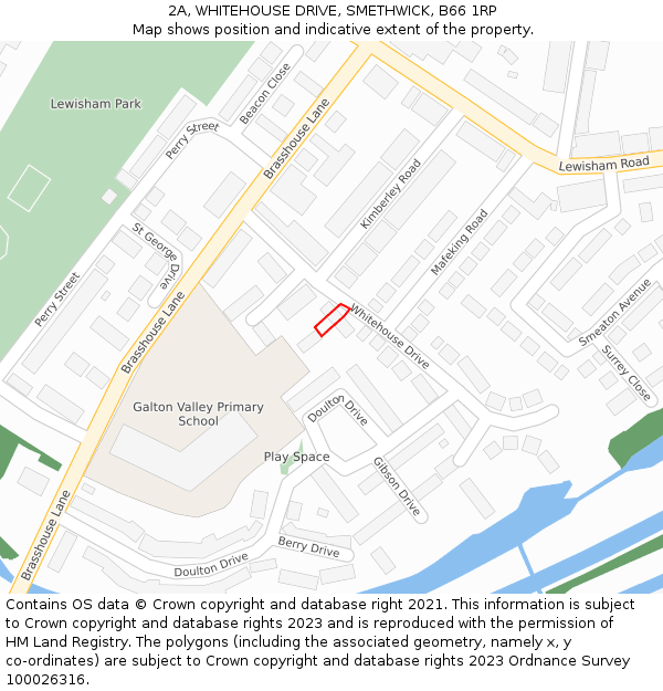 2A, WHITEHOUSE DRIVE, SMETHWICK, B66 1RP: Location map and indicative extent of plot