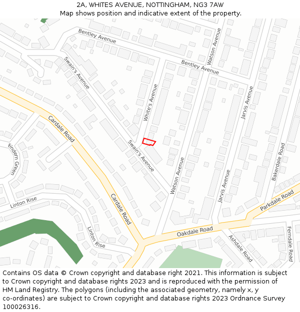 2A, WHITES AVENUE, NOTTINGHAM, NG3 7AW: Location map and indicative extent of plot