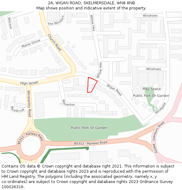2A, WIGAN ROAD, SKELMERSDALE, WN8 8NB: Location map and indicative extent of plot