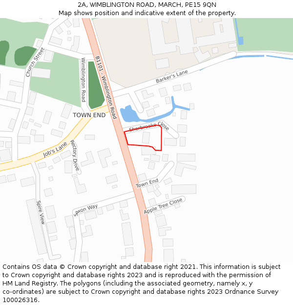 2A, WIMBLINGTON ROAD, MARCH, PE15 9QN: Location map and indicative extent of plot