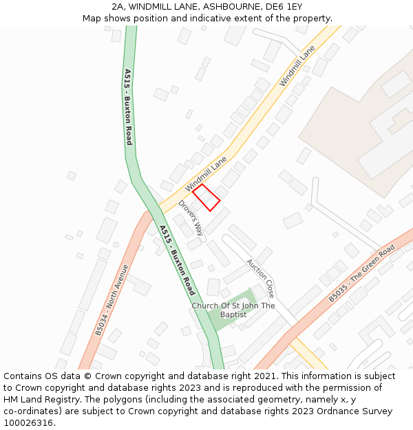 2A, WINDMILL LANE, ASHBOURNE, DE6 1EY: Location map and indicative extent of plot