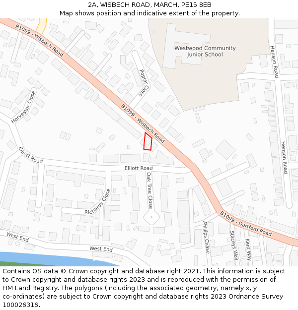 2A, WISBECH ROAD, MARCH, PE15 8EB: Location map and indicative extent of plot