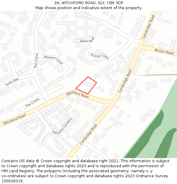 2A, WITCHFORD ROAD, ELY, CB6 3DP: Location map and indicative extent of plot