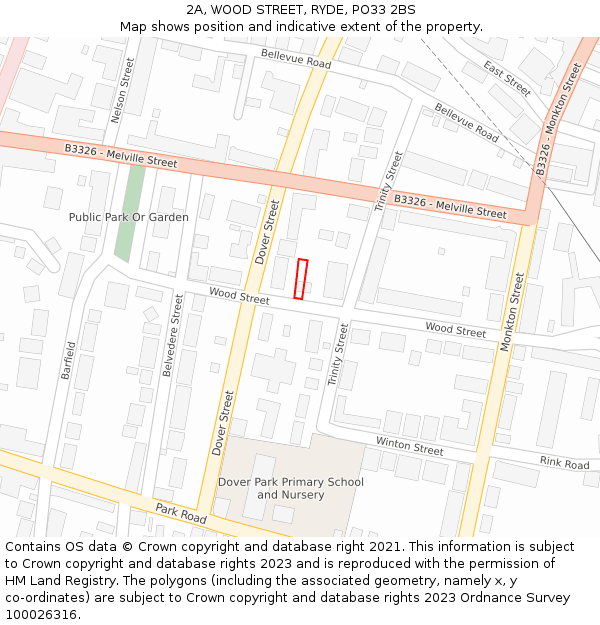 2A, WOOD STREET, RYDE, PO33 2BS: Location map and indicative extent of plot