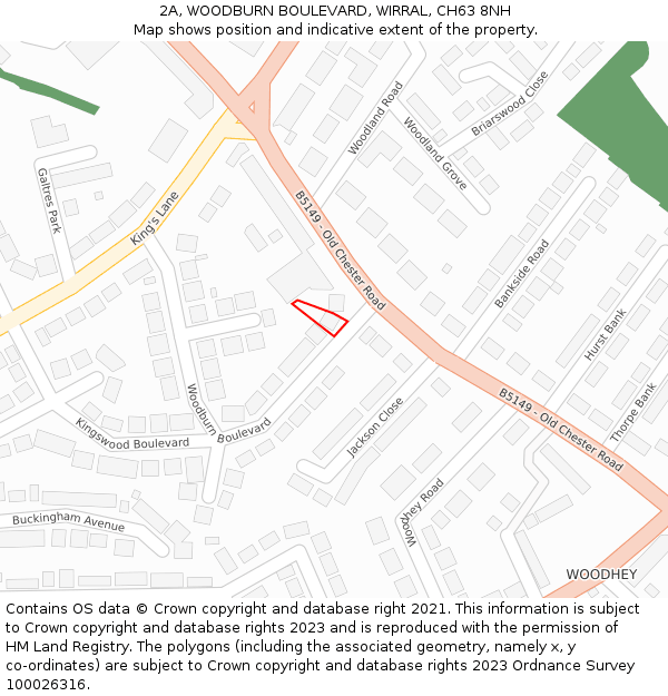 2A, WOODBURN BOULEVARD, WIRRAL, CH63 8NH: Location map and indicative extent of plot