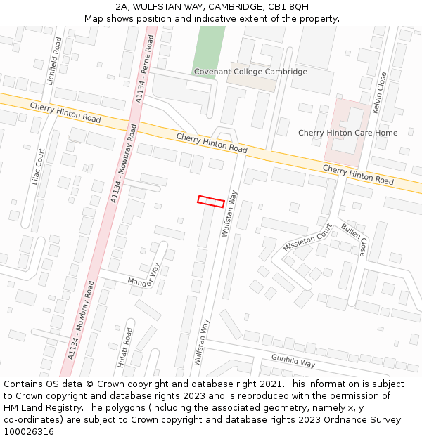 2A, WULFSTAN WAY, CAMBRIDGE, CB1 8QH: Location map and indicative extent of plot