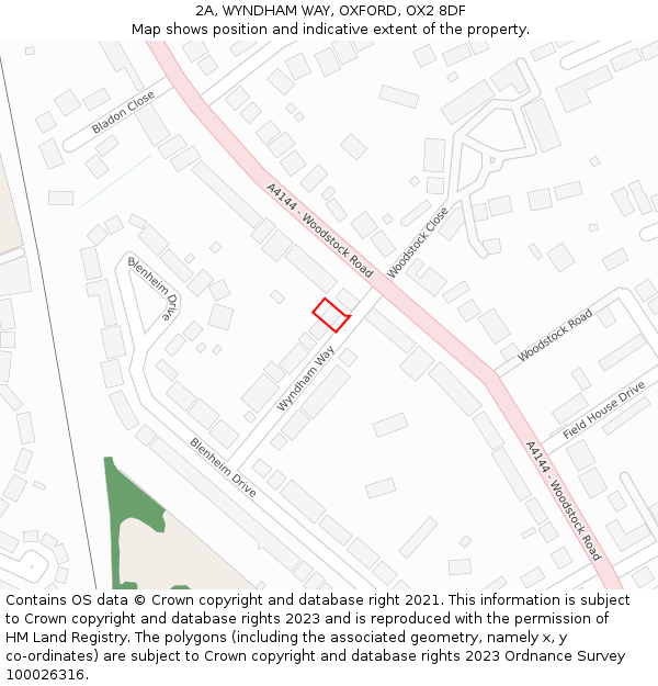 2A, WYNDHAM WAY, OXFORD, OX2 8DF: Location map and indicative extent of plot