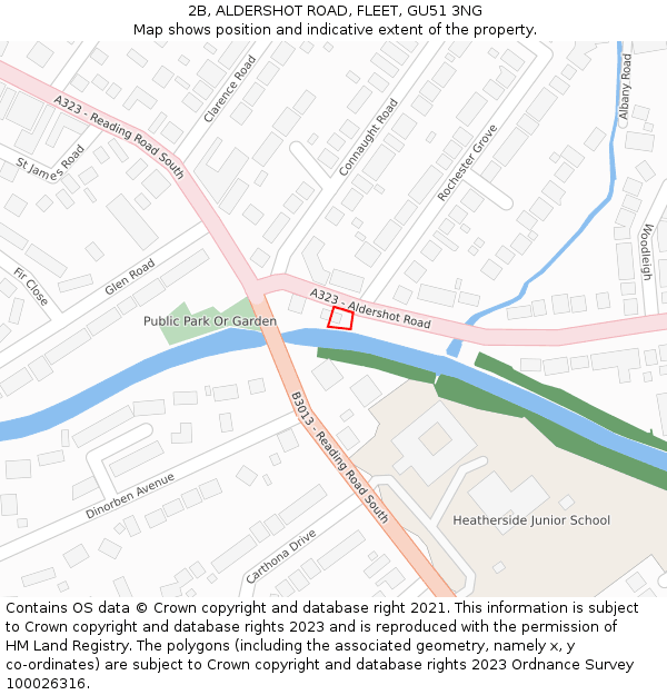 2B, ALDERSHOT ROAD, FLEET, GU51 3NG: Location map and indicative extent of plot