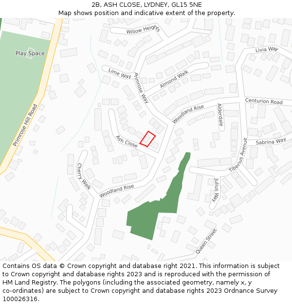 2B, ASH CLOSE, LYDNEY, GL15 5NE: Location map and indicative extent of plot