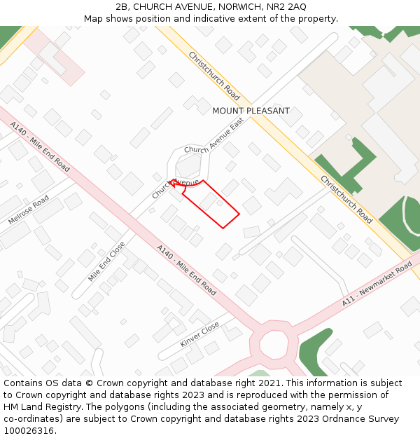 2B, CHURCH AVENUE, NORWICH, NR2 2AQ: Location map and indicative extent of plot