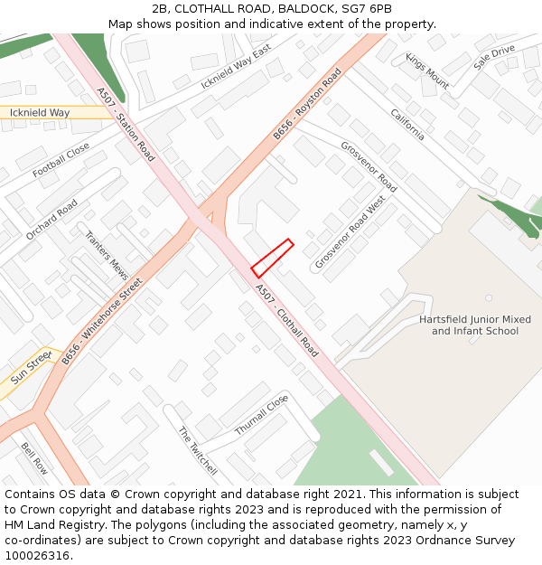 2B, CLOTHALL ROAD, BALDOCK, SG7 6PB: Location map and indicative extent of plot