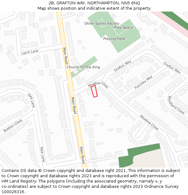 2B, GRAFTON WAY, NORTHAMPTON, NN5 6NQ: Location map and indicative extent of plot